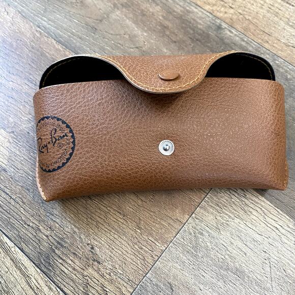 Ray- Ban Sunglass Snap Case Pebbled Tan Brown Leather CASE ONLY - Picture 4 of 11
